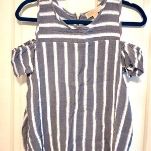 Micheal Kors Blue and White Striped Top